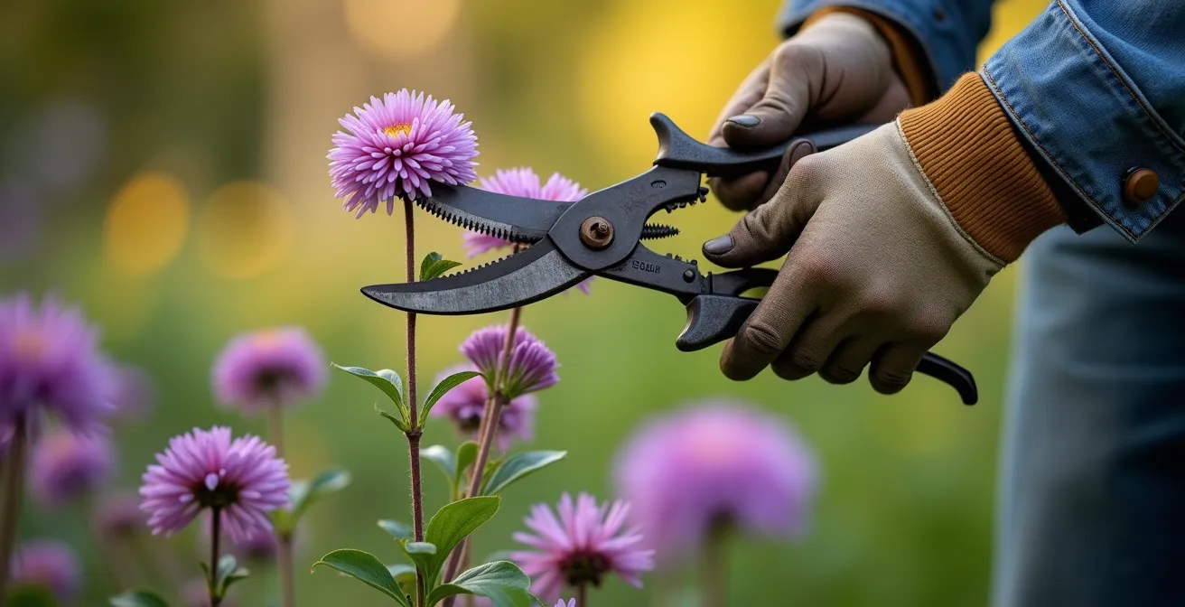 Démonstration de la technique de taille Chelsea Chop sur des vivaces d'automne