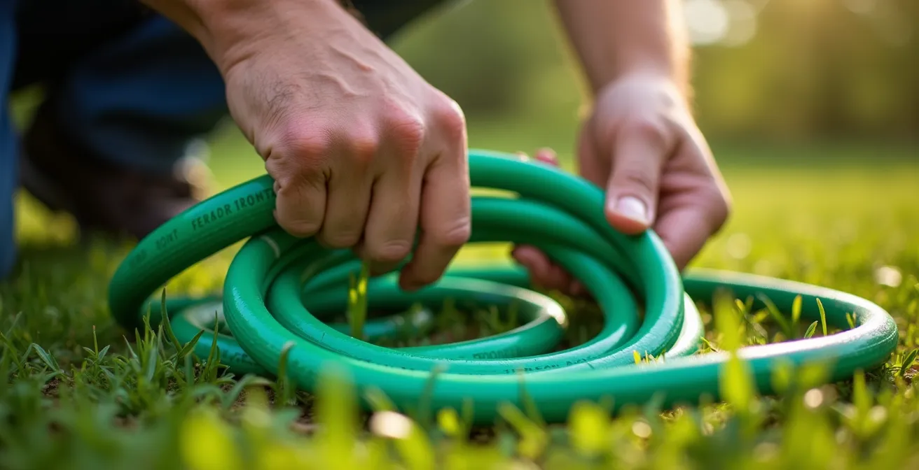 Méthode de traçage d'une allée courbe avec un tuyau d'arrosage dans un jardin